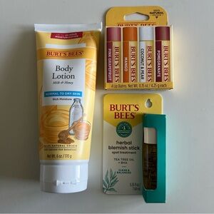 NWT Burt's Bees Milk & Honey Body Lotion and Lip Balm Set